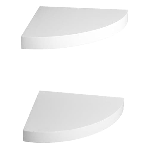 AHDECOR White Durable Floating Corner Shelves, Set of 2 for Organizing Décor