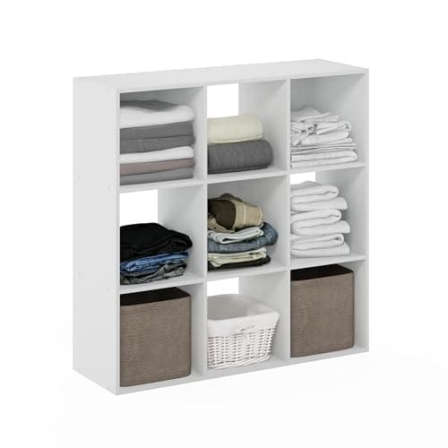 Furinno Pelli 9-Cube White Clothing and Closet Organizer Shelf