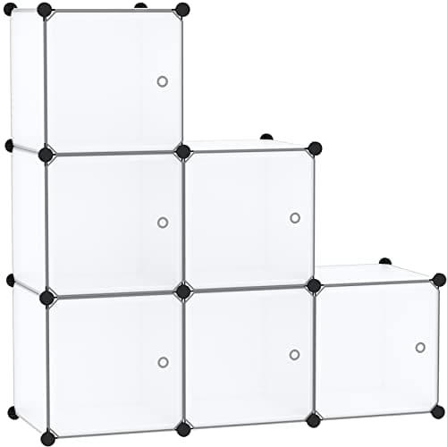 C&AHOME Cube Storage Organizer with Doors, 6-Cube Shelves, Modular Bookshelf.