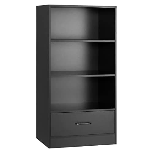 Tangkula 3 Tier Bookcase with Drawer, Modern Display Storage Organizer