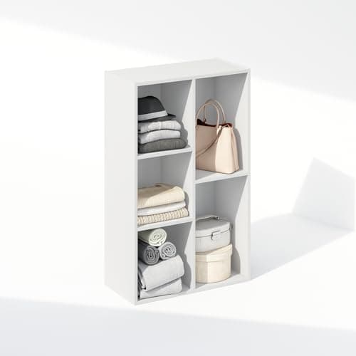 Closet Storage Organization for Clothing: Furinno Reed 5-Cube Shelf (White)