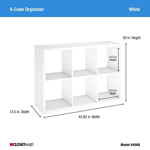 6-Cube Storage Organizer Bookshelf, White Wood, Easy Assembly, Vertical or Horizontal