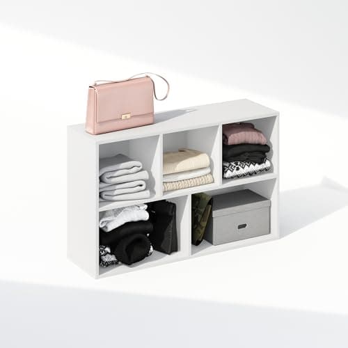 Closet Storage Organization for Clothing: Furinno Reed 5-Cube Shelf (White)