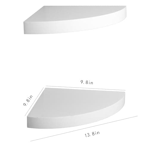 AHDECOR White Durable Floating Corner Shelves, Set of 2 for Organizing Décor