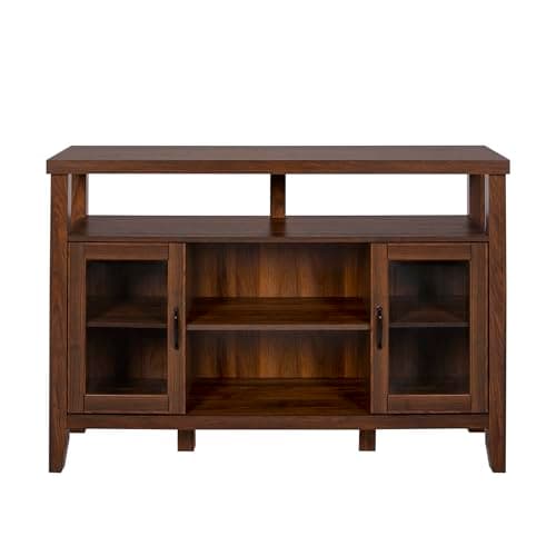 Walker Edison Dark Walnut Tall Wood TV Stand, 52", Up to 58" Flat Screen