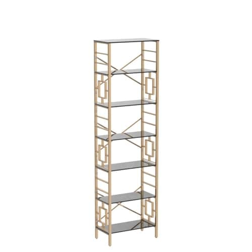 Modern Black & Gold Metal Bookcase for Home Office and Living Room