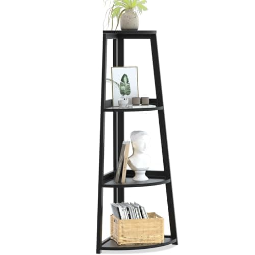 4-Tier Bamboo Corner Shelf - 47 Ladder Bookshelf for Bathroom, Bedroom, and Living Room
