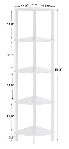 5-Tier Industrial Corner Shelf for Home - White