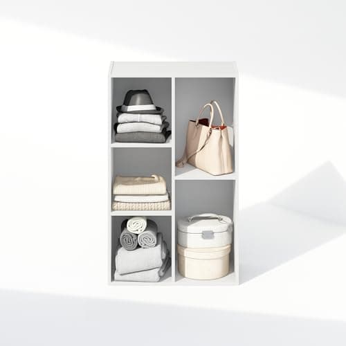 Closet Storage Organization for Clothing: Furinno Reed 5-Cube Shelf (White)