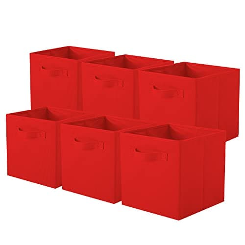 ShellKingdom Storage Bins, Fabric Cubes & Organizer Drawer, 6 Pack (Black+Beige+Grey)