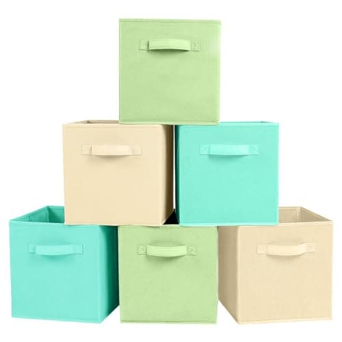 ShellKingdom Storage Bins, Fabric Cubes & Organizer Drawer, 6 Pack (Black+Beige+Grey)