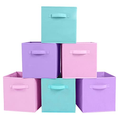 ShellKingdom Storage Bins, Fabric Cubes & Organizer Drawer, 6 Pack (Black+Beige+Grey)