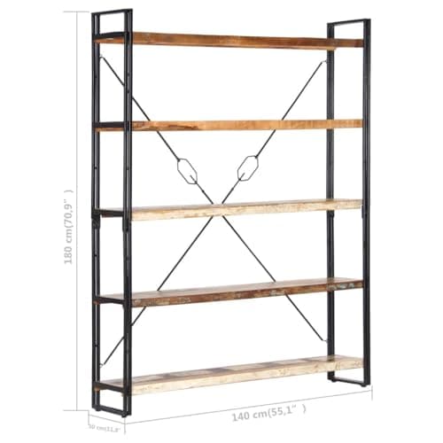 Homissue 5-Tier Reclaimed Wood Bookcase - Industrial Rustic Style, Brown
