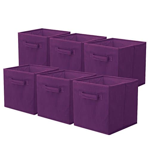 ShellKingdom Storage Bins, Fabric Cubes & Organizer Drawer, 6 Pack (Black+Beige+Grey)