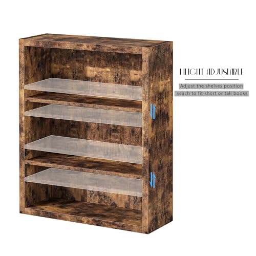 Industrial Style 3-Tier Bookshelf with Wheels and Adjustable Shelves