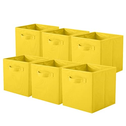 ShellKingdom Storage Bins, Fabric Cubes & Organizer Drawer, 6 Pack (Black+Beige+Grey)