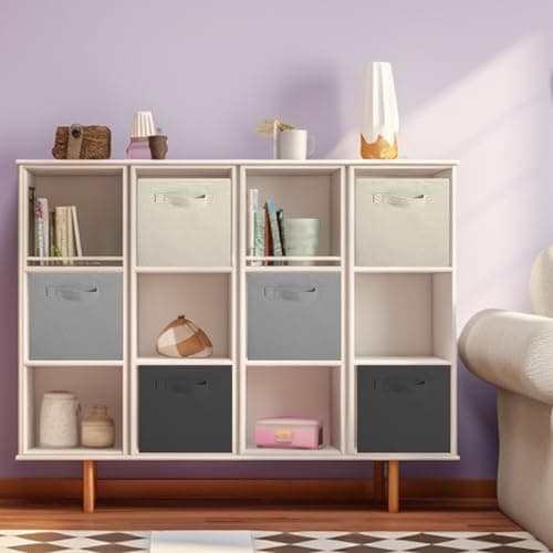 ShellKingdom Storage Bins, Fabric Cubes & Organizer Drawer, 6 Pack (Black+Beige+Grey)