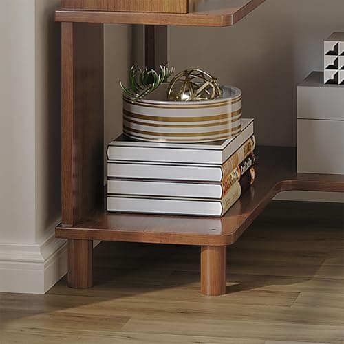 Wooden Brown Corner Cube Bookshelf, Multi-Layer Display for Small Spaces