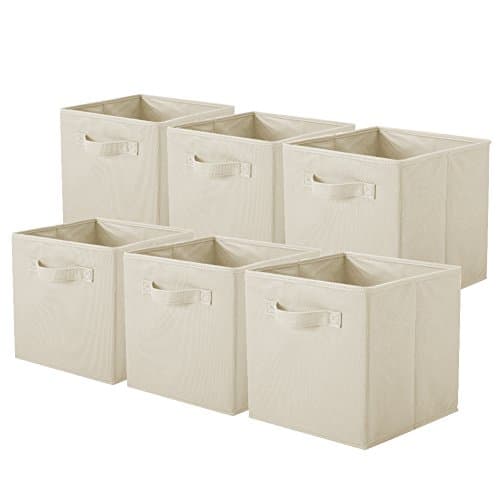 ShellKingdom Storage Bins, Fabric Cubes & Organizer Drawer, 6 Pack (Black+Beige+Grey)