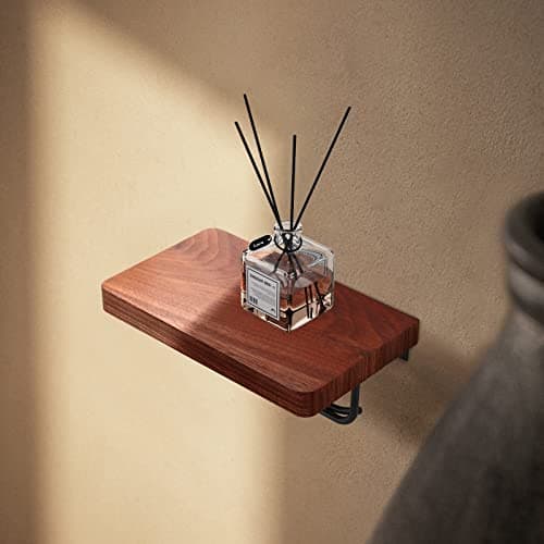 NiHome Toilet Paper Holder with Shelf Farmhouse Rustic Wall Mount Rustproof Adjustable Easy Tear Walnut