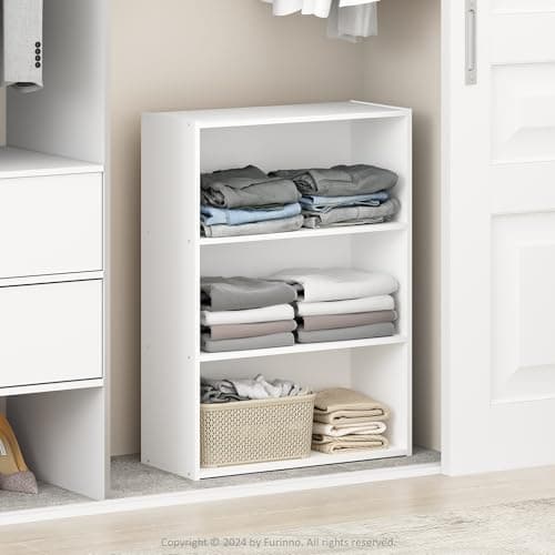 Closet Storage Organization for Clothing: Furinno Reed 5-Cube Shelf (White)