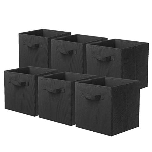 ShellKingdom Storage Bins, Fabric Cubes & Organizer Drawer, 6 Pack (Black+Beige+Grey)