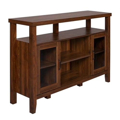 Walker Edison Dark Walnut Tall Wood TV Stand, 52", Up to 58" Flat Screen