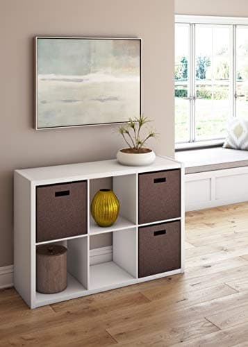 6-Cube Storage Organizer Bookshelf, White Wood, Easy Assembly, Vertical or Horizontal