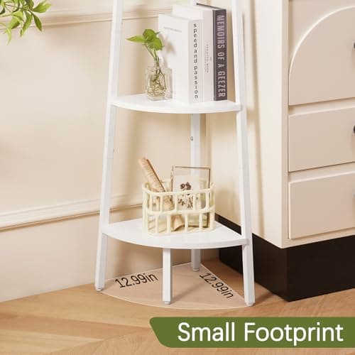 5-Tier Corner Shelf Stand with LED Light for Bedroom and Office