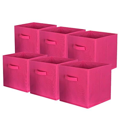 ShellKingdom Storage Bins, Fabric Cubes & Organizer Drawer, 6 Pack (Black+Beige+Grey)