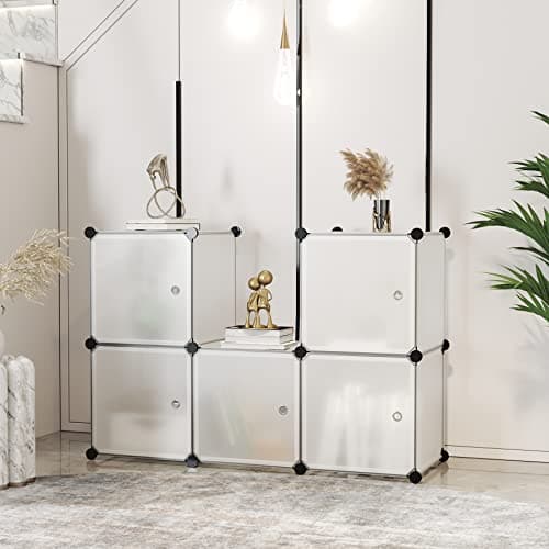 C&AHOME Cube Storage Organizer with Doors, 6-Cube Shelves, Modular Bookshelf.