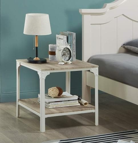 Modern Style 2-Tier End Table with Storage Shelf