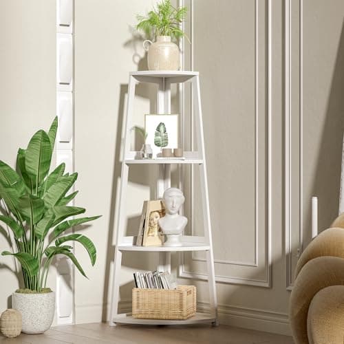 4-Tier Bamboo Corner Shelf - 47 Ladder Bookshelf for Bathroom, Bedroom, and Living Room