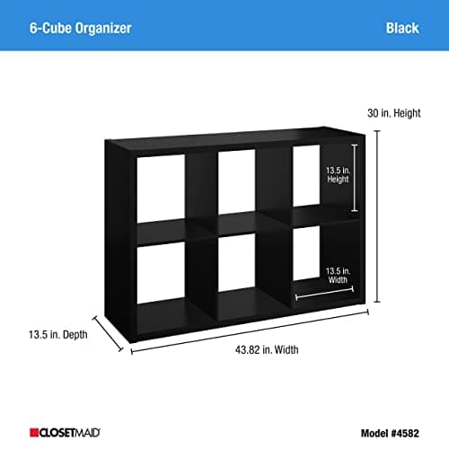 ClosetMaid 6 Cube Storage Shelf Organizer - Black Wood Finish