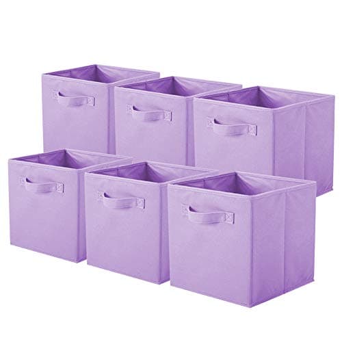 ShellKingdom Storage Bins, Fabric Cubes & Organizer Drawer, 6 Pack (Black+Beige+Grey)