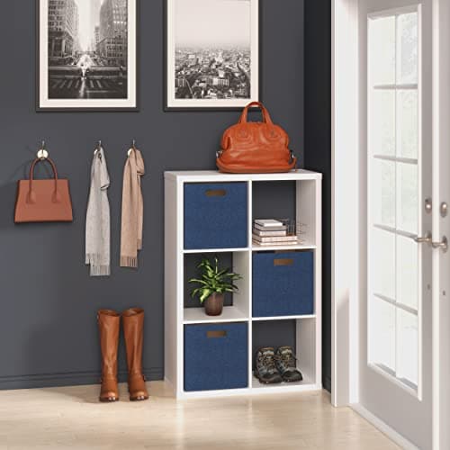 6-Cube Storage Organizer Bookshelf, White Wood, Easy Assembly, Vertical or Horizontal