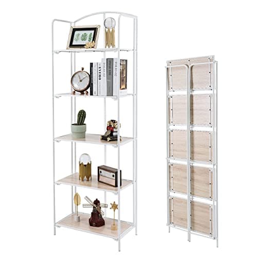 Folding 3 Tier White Metal Bookshelf for Office Storage