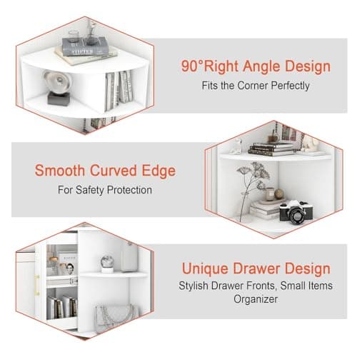 6-Tier Corner Bookcase with Drawer and Shelves