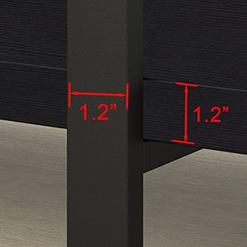 Modern 3 Tier Black Bookshelf - Industrial Metal Wooden Storage Shelf
