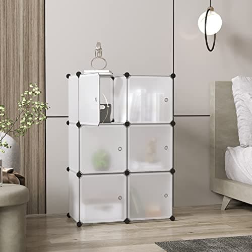 C&AHOME Cube Storage Organizer with Doors, 6-Cube Shelves, Modular Bookshelf.