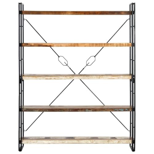 Homissue 5-Tier Reclaimed Wood Bookcase - Industrial Rustic Style, Brown