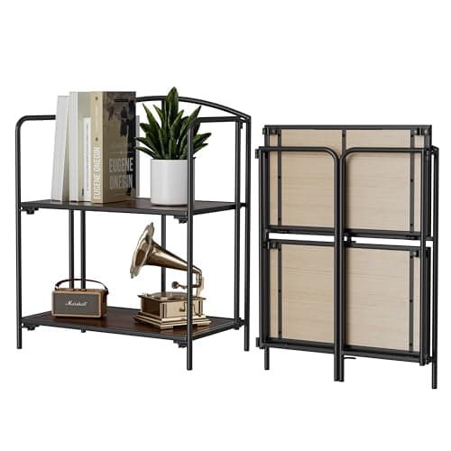 Folding 3 Tier White Metal Bookshelf for Office Storage
