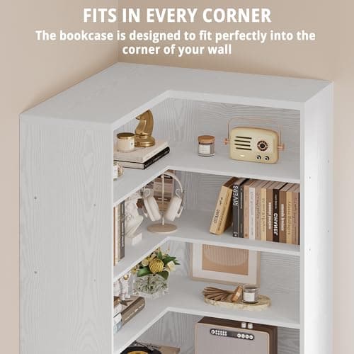 81 White Corner Bookshelf with Door for Home Office or Living Room