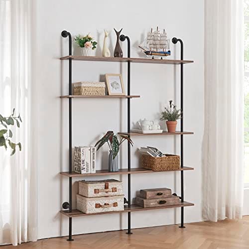 Industrial 5-Tier Wall Mount Ladder Bookshelf