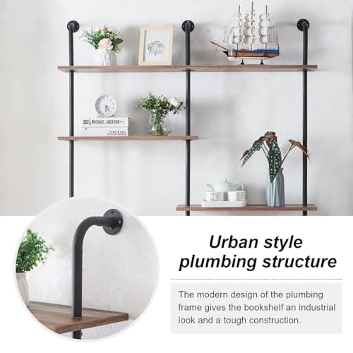 Industrial 5-Tier Wall Mount Ladder Bookshelf