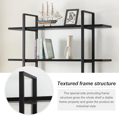 5 Tier Industrial Bookshelf for Bedroom, Living Room, Office - 70 Tall Rustic Storage Rack
