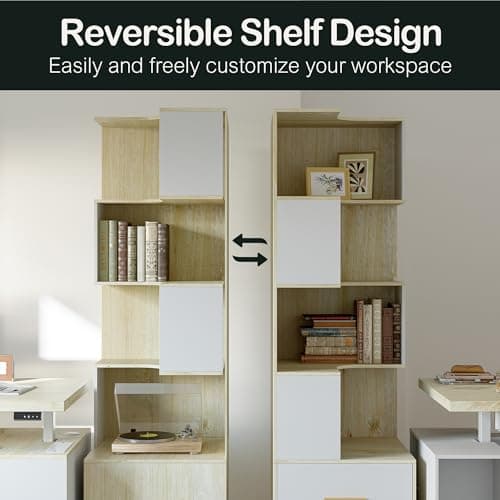 71" Tall L-Shaped Wood Bookcase with Baffle, DIY Modern Office & Living Room Rack