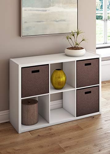 6-Cube Storage Organizer Bookshelf, White Wood, Easy Assembly, Vertical or Horizontal