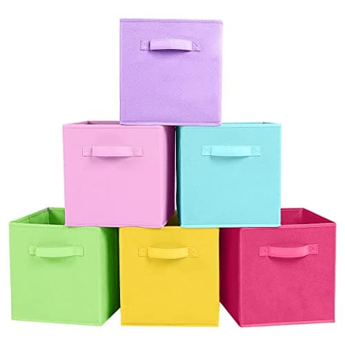 ShellKingdom Storage Bins, Fabric Cubes & Organizer Drawer, 6 Pack (Black+Beige+Grey)