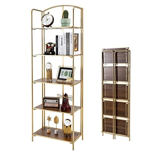 Folding 3 Tier White Metal Bookshelf for Office Storage